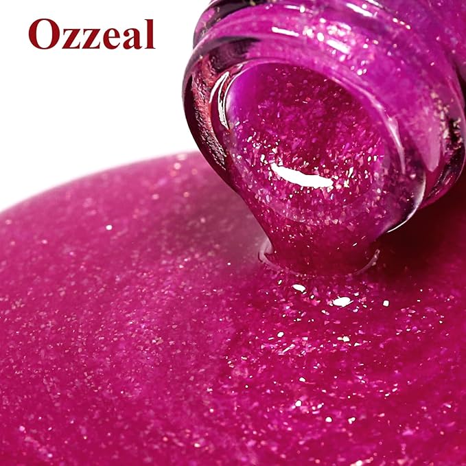Glitter Gel Polish, Rose Purple Iridescent Glitter Gel Nail Polish Sparkle Shimmer Gel Glitter Nail Polish Summer Rainbow Soak Off LED UV Gel Nail Polish for Art DIY Manicure 15ML