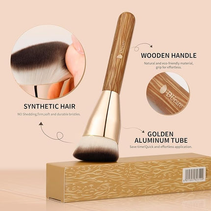 DUcare Angled Foundation Brush for Flawless Makeup Application Professional Liquid, Cream Powder Foundation Brush with Dense Bristles - Contoured for Precise Blending and Buffing