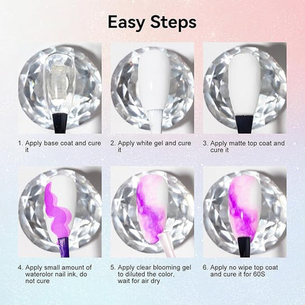 MIZHSE Marble Nail Polish Set, 12 Colors Marble Ink for Nails Glitter Effect Nail Ink Blooming Gel Watercolor Nail Polish for Nail Art Design Manicure at Home