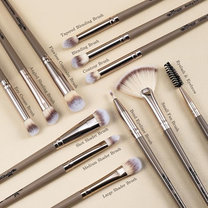 Anmor Eyeshadow Brush Set, 12pcs Professional Eyeshadow Makeup Brushes Set, For Eyeshadow Eyebrows Eyeliner Concealer, Soft Synthetic Hair and Premium Handle