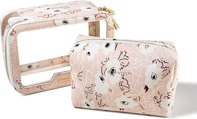 ROWNYEON Clear Makeup Case Toiletry Bag Multipurpose Travel Makeup Train Case Portable Cosmetic Organizer Transparent Storage Bag