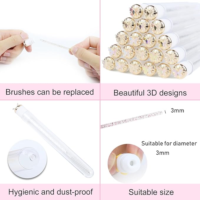 20 Sets Mascara Wand Tube Set Butterfly Mascara Brushes Eyelash Spoolies Brush Makeup Tool Applicator Eyelash Brush Tubes Makeup Brush (Butterfly-MIX)
