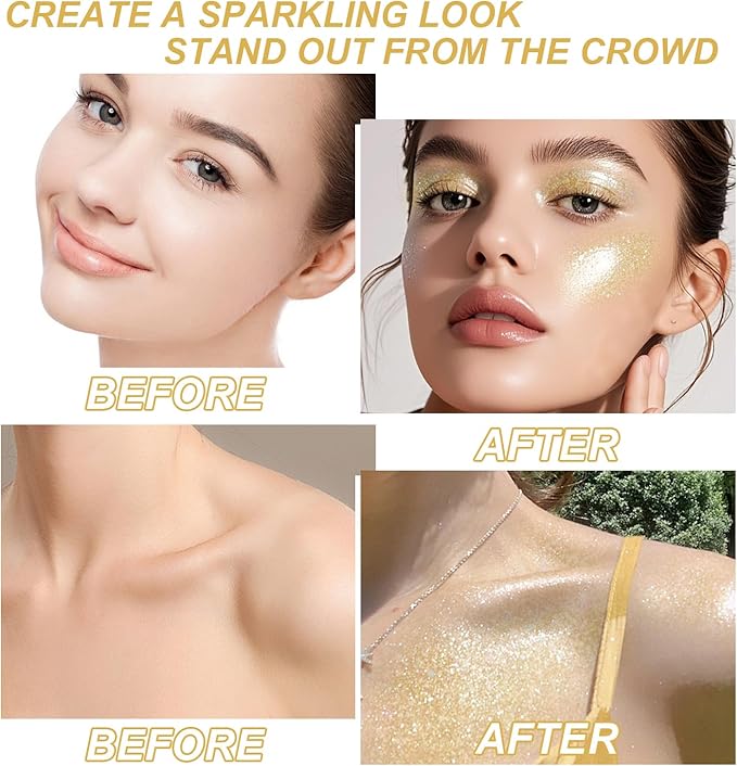 Hair and Body Glitter Spray, 1PC Hair Glitter Extra Fine Face Shimmer Powder for Clothes, Festival Loose Sparkle Powder for Rave Clothes Nail Art Easter Halloween Crafts (Sparkling Gold)
