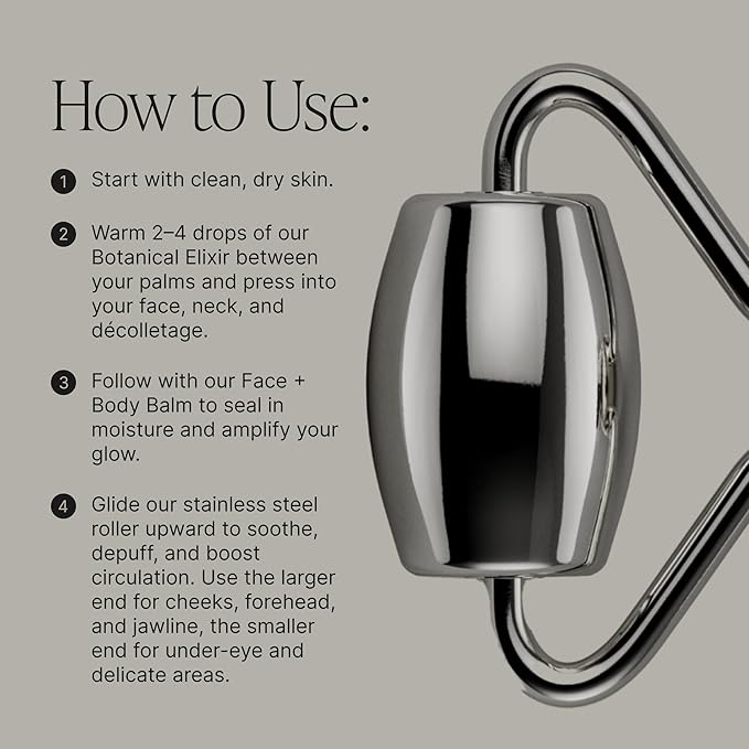 304-Grade Stainless Steel Facial Roller, Face Roller for Eyes, Double Chin, Jawline & Neck, Reduce Puffiness & Improve Wrinkles, Massage Tool for Anti-Aging, Lifting & Lymphatic Drainage