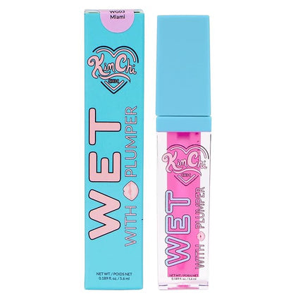 Kimchi Chic Beauty High Shine Wet Gloss Lip Plumping Lip Gloss, High Shine, Non-Sticky, Super Lightweight and Vegan Lip Gloss, Translucent Hot Pink, 03 Miami, 5.6ml