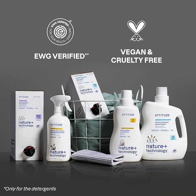 ATTITUDE Liquid Laundry Detergent Refill, EWG Verified, HE Compatible, Plant-Based & Vegan, Natural Laundry Soap, Summer Berries Scent, 160 Loads, 135.26 Fl Oz