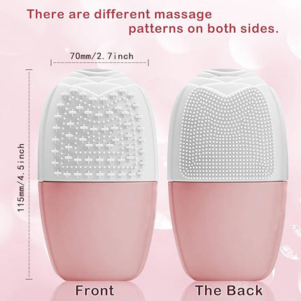 XHJRI Ice Face Roller Massager,Ice Cube Roller for Face, Eyes and Neck Naturally Conditioning and Skin Care,De-Puff Eye Bags,Reduce Migraine Pain,Reusable Massage Silicone Ice Mold (New Pink White)