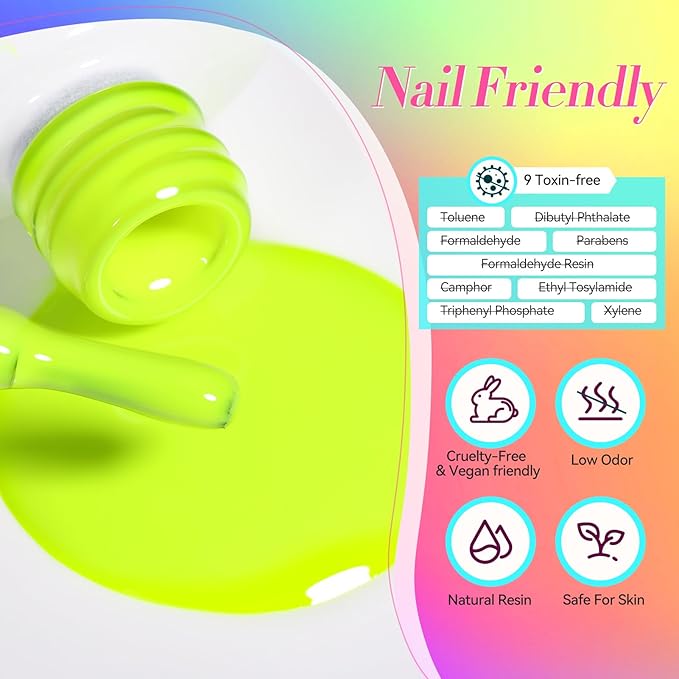 Born Pretty Gel Nail Polish Halloween Neon Fluorescent Orange Hot Pink Blue Yellow Green Purple Soak Off U V LED Gel Nail Polish Set Nails Art 7ml 6pcs