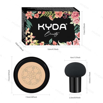 KYDA Mushroom Head Air Cushion BB Cream, Mushroom Foundation for Older Women, Lasting Moisturizing CC Cream Foundation for Mature Skin, Even Skin Tone Concealer Makeup, 0.705Oz, Natural Beige