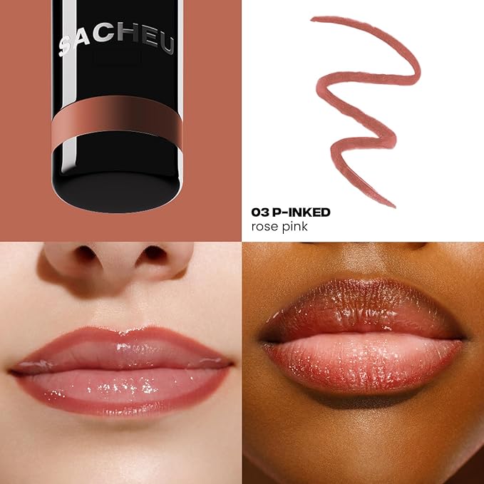 Sacheu Lip Liner STAY-N Peel Off Lip Stain — Long Lasting Matte Lip Tattoo Transfer Proof Lipstain Infused with Hyaluronic Acid & Vitamin E for All Skin Types — Vegan & Cruelty-Free, p-INKED
