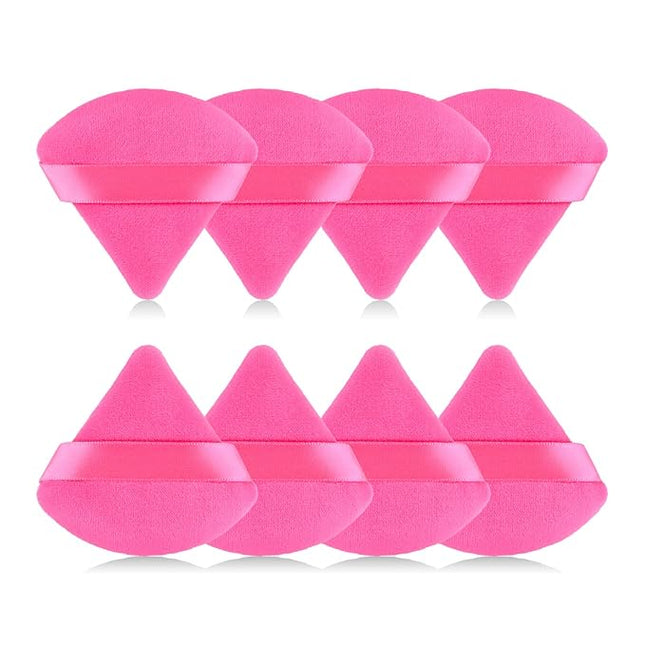 8pcs Triangular Powder Puff Face Soft Velvet Makeup Puff for Loose Powder Body Powder Makeup Sponge for Contouring Wet Dry Foundation Blender Sponge Beauty Makeup Tool.(Rose Red)