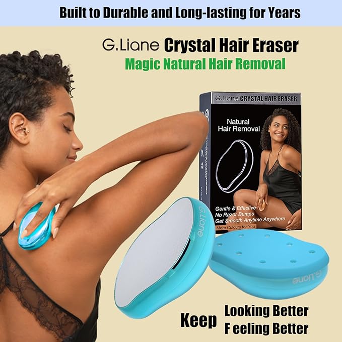 Crystal Hair Eraser,Upgraded Painless Crystal Hair Remover,Effective Nano Glass Hair Removal Device and Skin Exfoliation,Body Epilator for Women and Men(Aqua)
