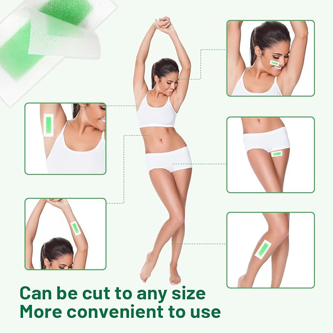 Wax Strips for Hair Removal - 98% Natural Formula for Sensitive Skin, Facial Hair Removal for Women - Gently and Quickly Removes Hair from Eyebrows, Body, Legs, and Bikini Line- Hypoallergenic 2Pcs