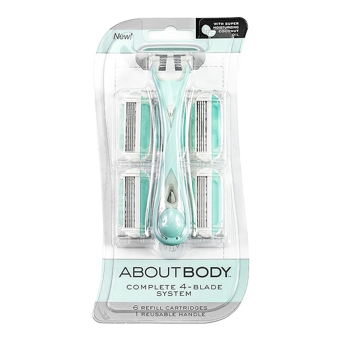 About Face Body Kai Complete 4-Blade Shaving System for Women; Minimizes Nicks & Cuts; Contains 9 Refill Cartridges & 2 Reusable Handles, 1 Count (Pack of 1)