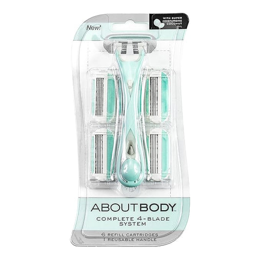 About Face Body Kai Complete 4-Blade Shaving System for Women; Minimizes Nicks & Cuts; Contains 9 Refill Cartridges & 2 Reusable Handles, 1 Count (Pack of 1)
