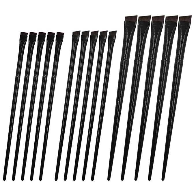 15 Pcs Eye-liner Brush Set, 3 Styles Fine Angled Eye Liner Brushes, Eyebrow Concealer Brush, Ultra Thin Slanted Flat Angled Precision Eyebrow Makeup Brush for Beauty Cosmetic Tool, Black