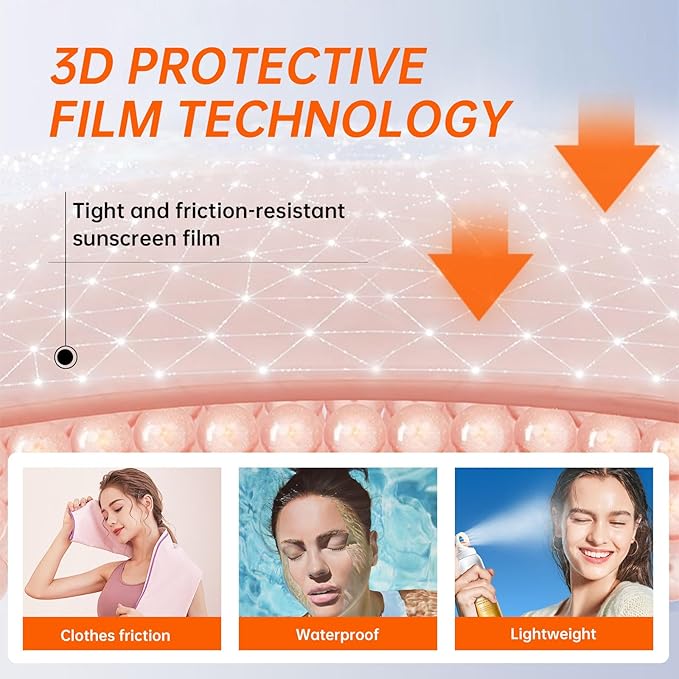 Reef Safe Sunscreen Spray SPF 50, 360° Mist, Broad-Spectrum UVA/UVB Protection, Lightweight & Non-Greasy, Travel Size Sunscreen Spray for Face & Body, Water & Sweat Resistant，5.07oz/150ml (1 pack)