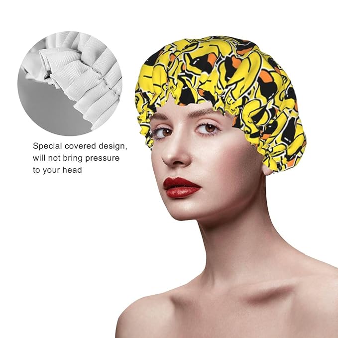 Cute Ducks Shower Cap For Women Reusable Waterproof Double Layers Bath Cap Hair Protection Elastic Ladies Spa Salon Shower Hat
