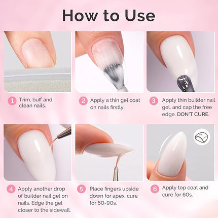 MelodySusie 2PCS 15ML Milky White Builder Nail Base Gel for Nails Thickening,Soak Off UV Extension Gel,Rhinestone Glue in a Bottle for Nail Art Design Gift for Women DIY Manicure at Home 086 * 2