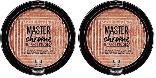 Maybelline New York Facestudio Master Chrome Metallic Highlighter Makeup, Molten Rose Gold, 0.24 Ounce (Pack of 2)