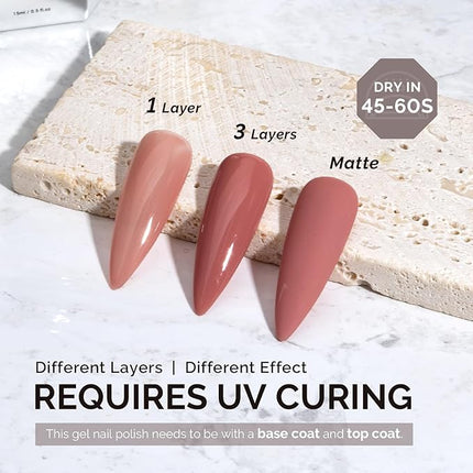 MelodySusie 0.5fl oz Red Brown Gel Nail Polish, Nails Soak Off UV LED Cinnamon Red Gel Polish Gift for Women Nail Art Manicure Salon DIY Nail Design Decoration at Home-A2617