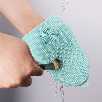 Makeup Brush Cleaner Glove Mat Mitt Silicone Cosmetic Cleaning Scrubber Tool Face Brushes and Eye Brush Washing Pad Purple