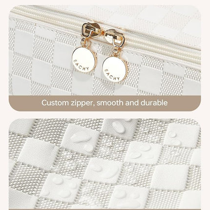 EACHY Travel Makeup Bag,Large Capacity Cosmetic Bags for Women,Waterproof Portable Pouch Open Flat Toiletry Bag Pattern Makeup Bag