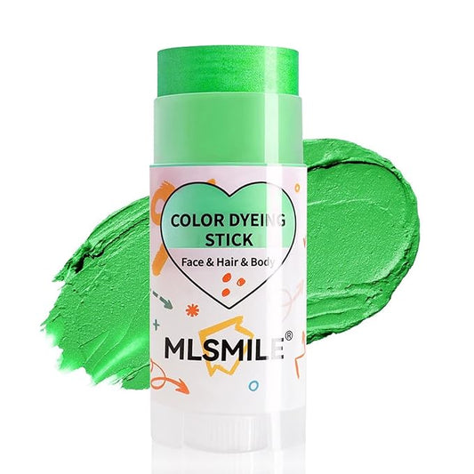 3 in 1 Hair Dye Stick, Temporary Hair Color Wax Stick, Washable Hair Dye for Women & Kids, Highly Pigmented, Pearlized Body Face Paint Makeup for Daily, Halloween Christmas Party Cosplay (Green)