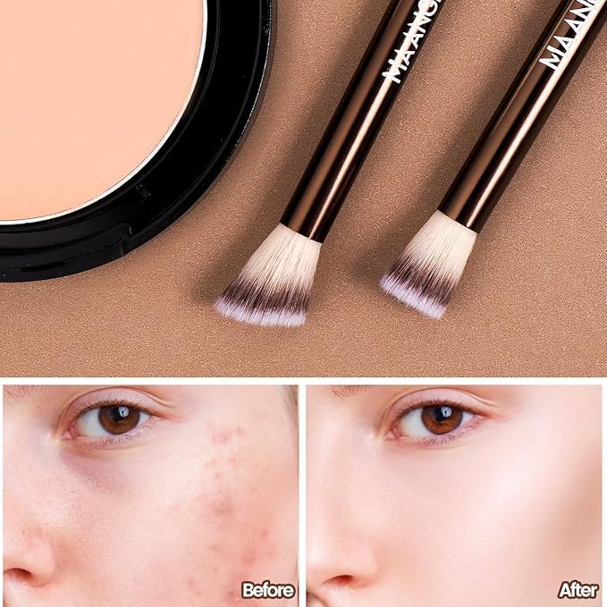 MAANGE 13 Pcs Makeup Brushes with Bag, Multi-functional Eye Makeup Brush Set Professional Blending Eyeshadow Concealer Eyebrows Eyeliner (Coffee Brown)