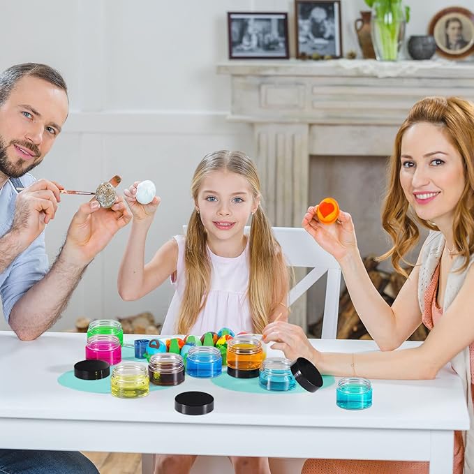 Aoriher 150 Pcs Plastic Container Jars with Lids Round Cosmetic Jars Empty Plastic Container for Lotion, Cream, Ointments, Makeup, Eye Shadow, Rhinestone, Samples, Pot, Travel Storage(1 oz,Black)