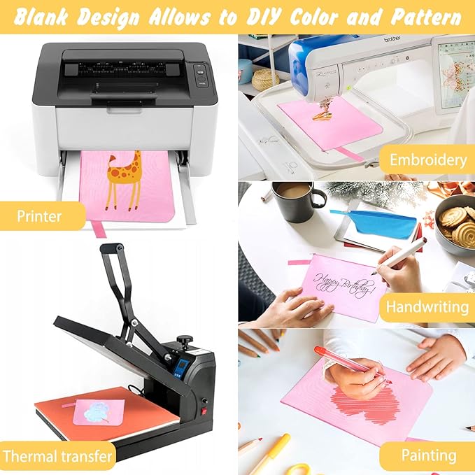 10 Pieces Cotton Canvas Makeup Bag with Bottom and Strap, Multi-Purpose Cosmetic Bag with Zipper Travel Toiletry Pouch, Blank DIY Craft Bag (Pink, L)