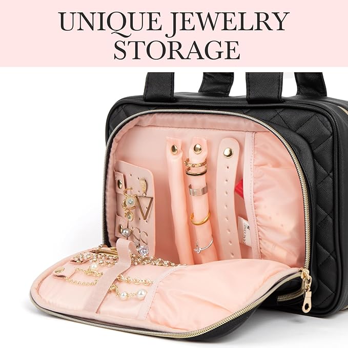 Hanging Toiletry Bag with Mirror – Travel Cosmetic Organizer for Women & Men, Toiletries, Accessories & Jewelry