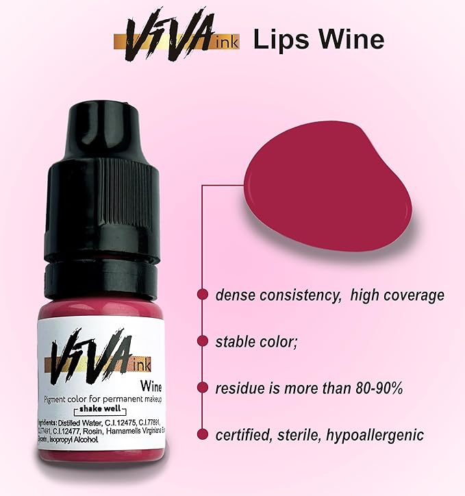 Lip Pigment – Wine – Permanent Lip Makeup – Microblading Ink for Durable and Colorful Lips – Long Lasting Color Lip Cosmetics (0.2 oz)