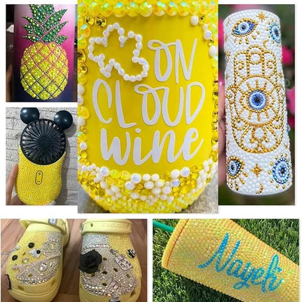 qiipii 9500PCS 4mm Orange Yellow AB Resin Rhinestones for Crafts Dark Yellow Flatback Jelly Stones Bulk SS16 Diamonds Crystals Gems for Nails Face Eyes Makeup Mugs Tumblers Bottles Cups Crafts Shoes