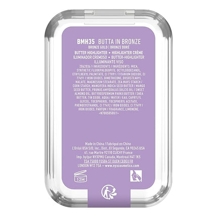 NYX PROFESSIONAL MAKEUP Buttermelt Highlighter, Powder Highlighter Makeup, With Up to 12H Wear and High Impact Glow - 35 Butta In Bronze (Bronzed Gold)