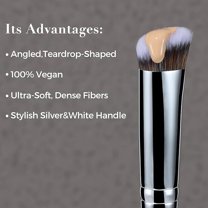 ENERGY Concealer Brush,Professional Under Eye Makeup Small Founation Angled Precision Face Blending Brush with Liquid Cream Powder for Dark Circles,Nose Contour,Eyeshadow Applicator White