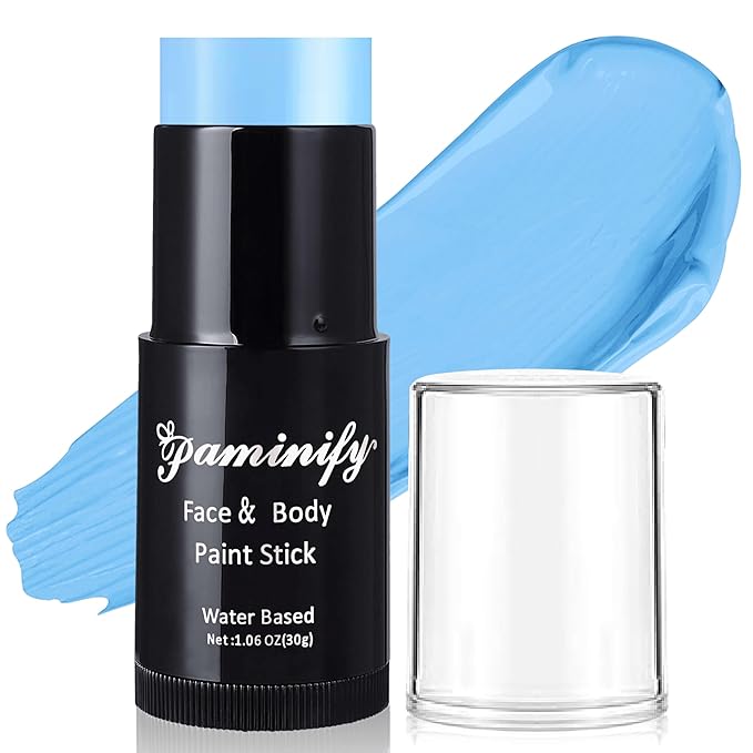 Light Blue Face Paint Stick,Water-Based Blue Body Paint Stick,Washable Baby Blue Halloween Face Painting for Sally,Avatar,Corpse Bride Costume,Professional SFX Makeup for Cosplay,1.06OZ
