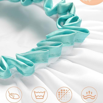 mikimini Shower Cap for Women and Girls,Reusable,Waterproof, Washable, Cute and Soft,White