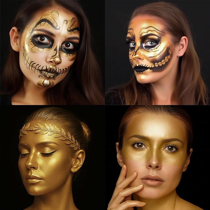BOBISUKA Gold Face Paint Stick, Oil-Based Body Paint Stick for Halloween SFX Cosplay Costume Parties, Long-Lasting Metallic Color for Goddess Statue Looks