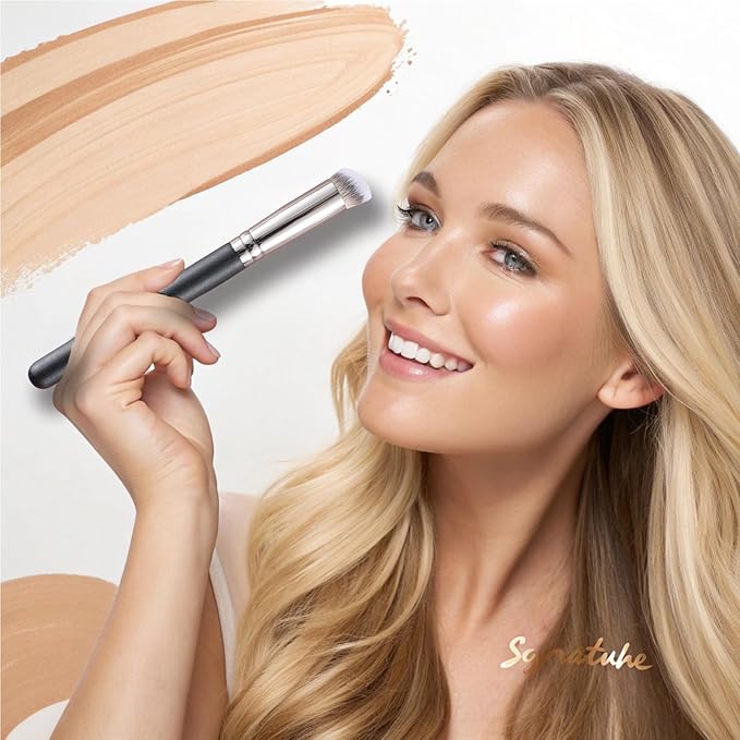 ENERGY Concealer Brush Under Eye Mini Angled Flat Top Kabuki Nose Contour Brush for Concealing Blending Setting Buffing with Powder Liquid Cream Cosmetic Pro Small Makeup Foundation brushes 270