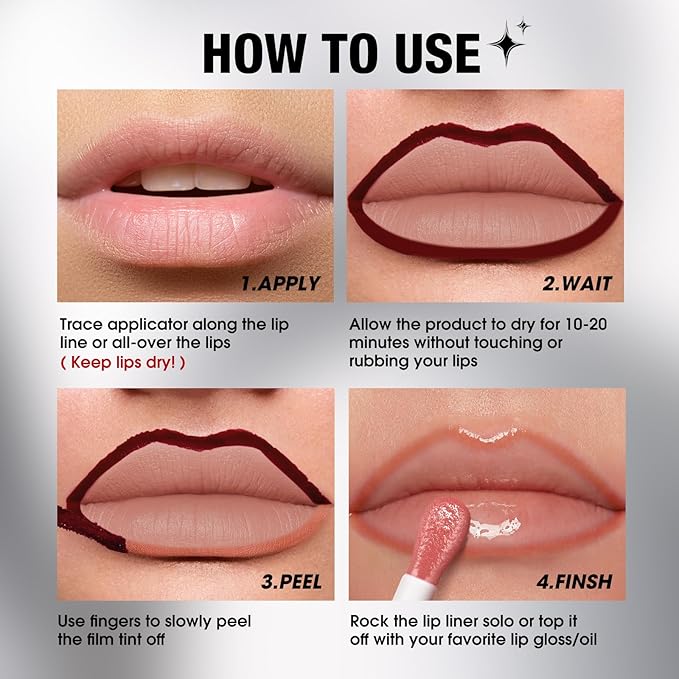 LANGMANNI Long-Lasting Peel Off Lip Liner Set, Waterproof & Smudge-Proof Matte Lip Liners Gift Makeup For Girls（#3）