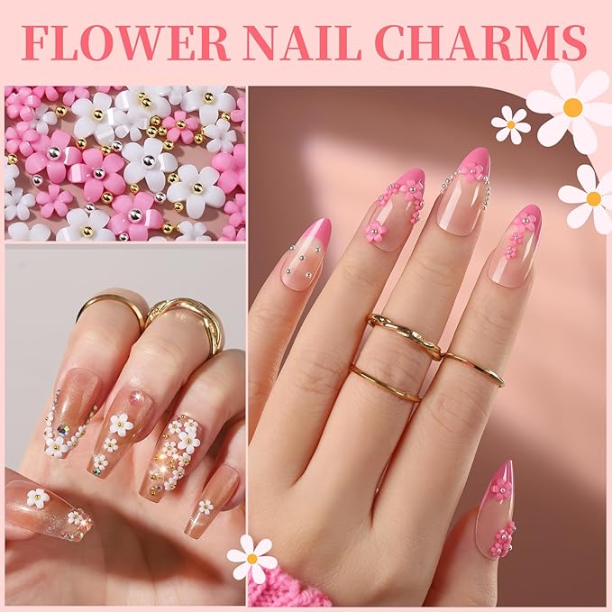 FANDAMEI Nail Charms and Gems, Charms for Nails Design, Nail Art Charms, Nail Design Kit, Rhinestones for Nails, Nail Gems, Bow Charms for Nails, 3D Flowers for Nails, Pearls for Nails