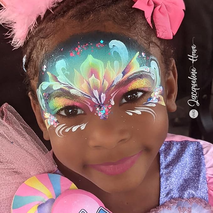 Kraze FX Dome Stroke - Wonder Upon Wonder (25 gm) by Jacqueline Howe Professional 1-Stroke Split Cake Hypoallergenic Non-Toxic Water Activated Face & Body Painting for Sensitive Skin Kid Safe Adults