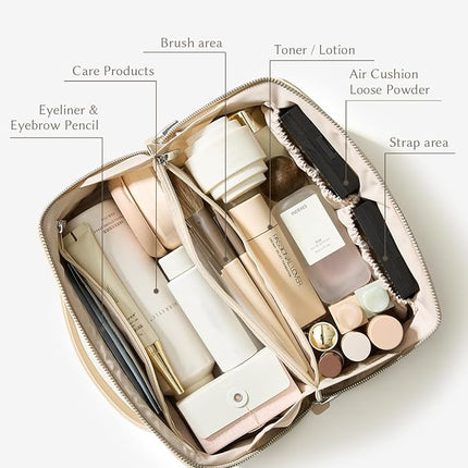 EACHY Travel Makeup Bag,Large Capacity Cosmetic Bags for Women,Waterproof Portable Pouch Open Flat Toiletry Bag Pattern Makeup Bag