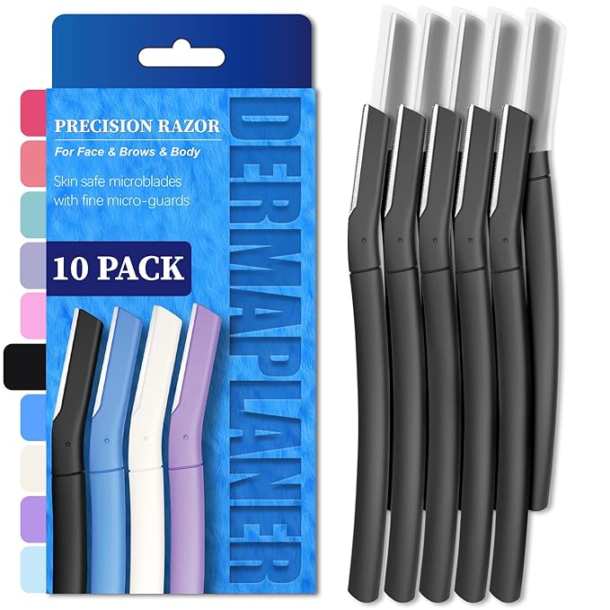 Precision Dermaplane Razor, Face Razors for Women and Men, Eyebrow Razor, Dermaplaning Tool, Peach Fuzz Remover, Skin-friendly Microblades with Protective Cap