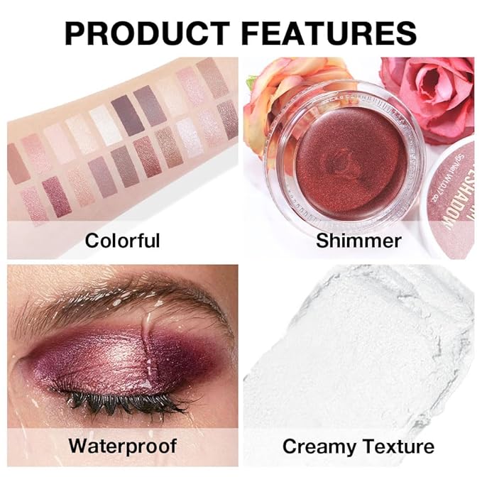 Kaely Single Cream Eyeshadow Pot, Pearl White Sparkle Eye Shadow for Older Women High Pigmented Waterproof, Natural Eyeshadow Palette Makeup Brightener, sombras en crema para ojos, Blendable, 01