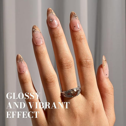 MelodySusie Pearlescent Champagne Gel Nail Polish,0.5fl oz Nails Soak Off UV LED Champagne Shimmer Glitter Gel Polish Nail Art Manicure Salon DIY Nail Design Decoration at Home Gift for Women-z147