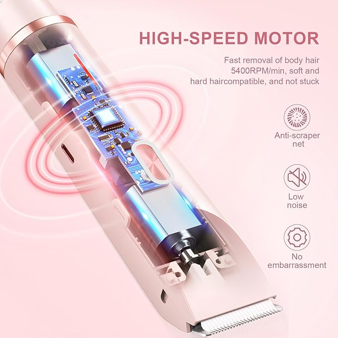 Dermave Bikini Shaver,2025 New Dual Head Shaver Women, 2 in 1 Wet & Dry Waterproof Electric Bikini Trimmer for Women,Pink