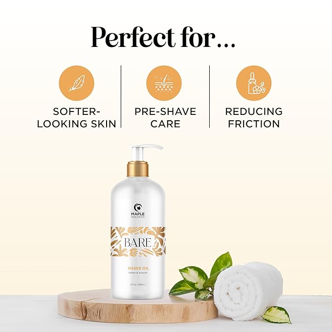 Bare Luxury Shaving Oil for Women - Lavender Shave Oil for Women for Legs Face Underarms and Pubic Hair & Skin - Silky Smooth Body Oil for Women's Shaving & Dermaplaning - Safe for Intimate Areas