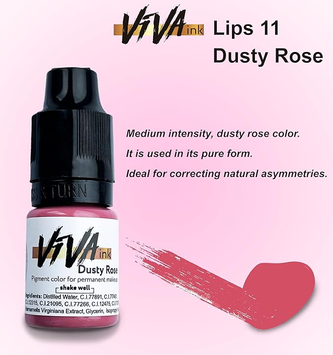 Lip Pigment – Dusty Rose – Permanent Lip Makeup – Microblading Ink for Durable and Colorful Lips – Long Lasting Color Lip Cosmetics (0.2 oz)